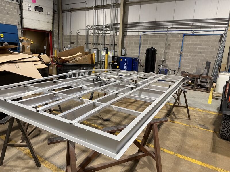 Canopy frame fabricated in the Farmington shop